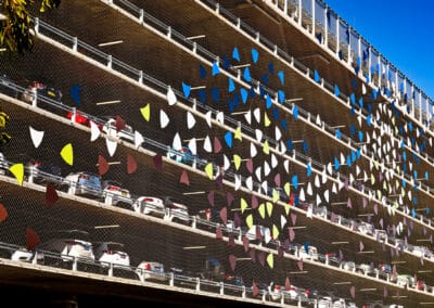multi-storey car park facade and barriers