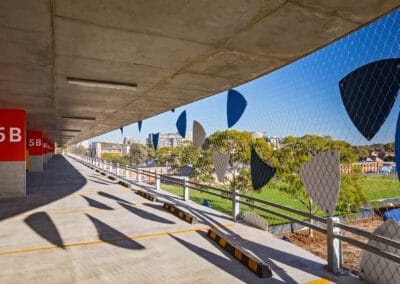 Perimeter car park crash barrier with mesh screening, FutureGuard Series 3 vehicle impact barrier